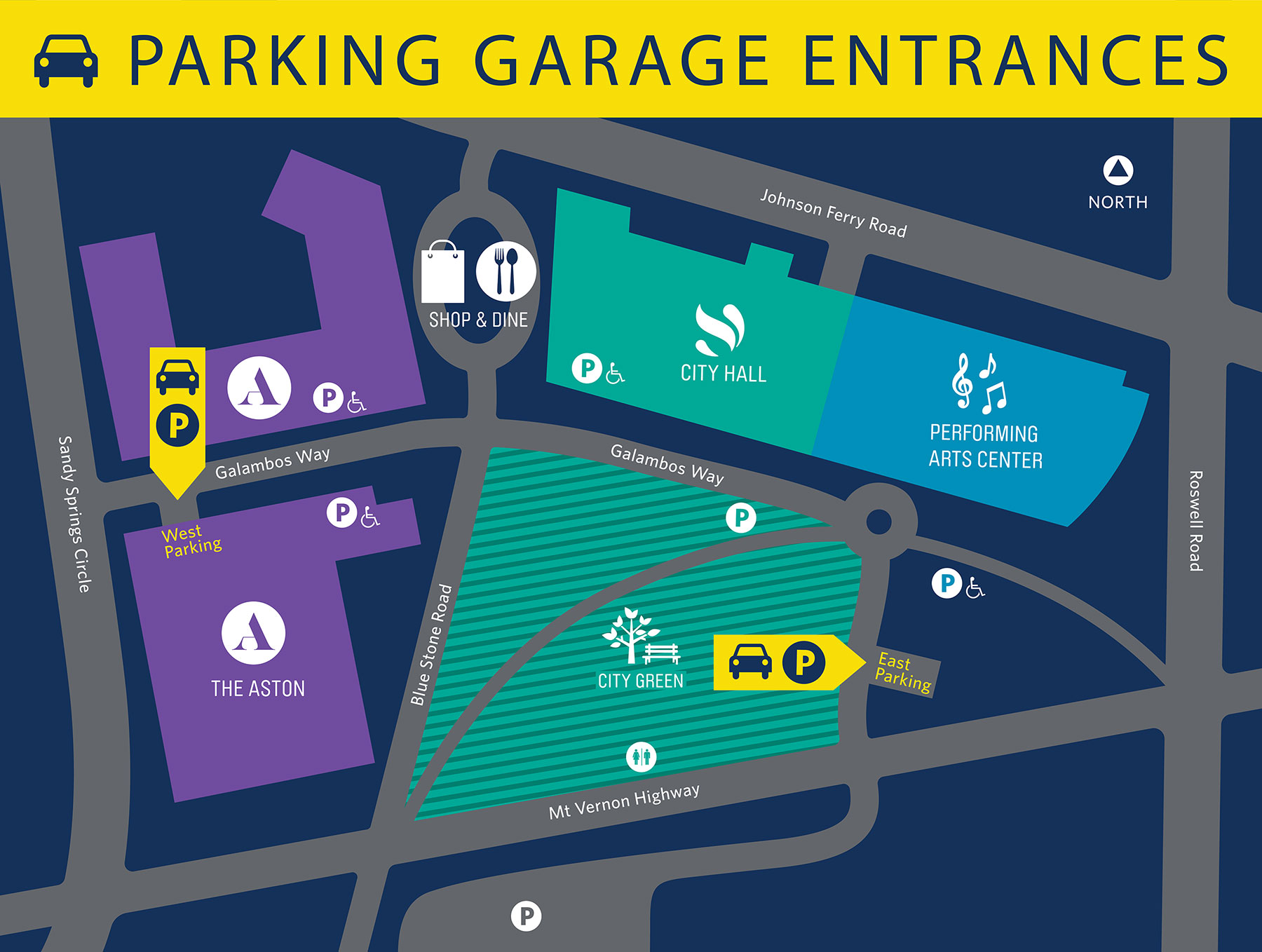 Map Indicating Parking Garage Entrances